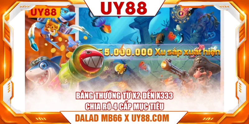 Bảng thưởng từ x2 đến x333 chia rõ 4 cấp mục tiêu